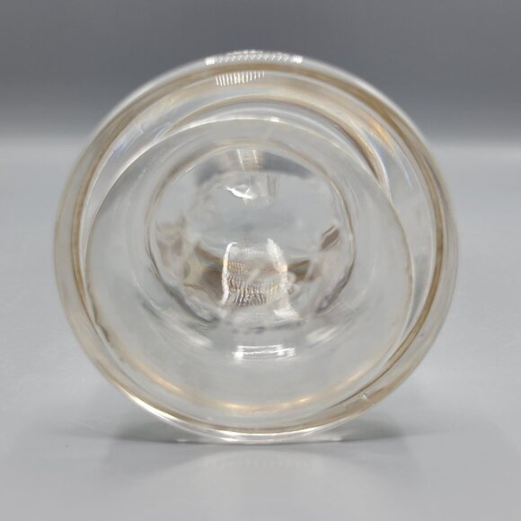 Vintage MCM Clear Decanter White Moriage and Gold Paint Designs - Picture 6 of 10